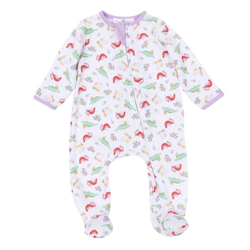 Bayou Pals Print Zip Footie