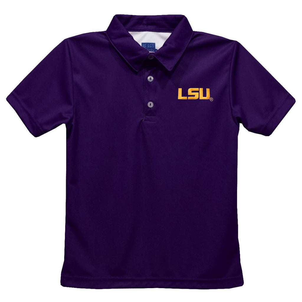 LSU Tigers Embroidered Purple Short Sleeve Polo Shirt