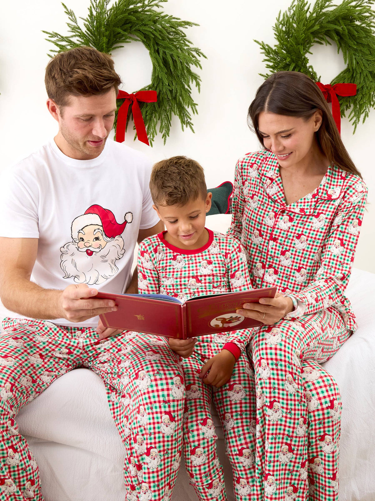 SoftSnooze™ Baby Bamboo Viscose Red & Green Dear Santa Christmas Convertible One Piece Footie Pajama: Multi-Color