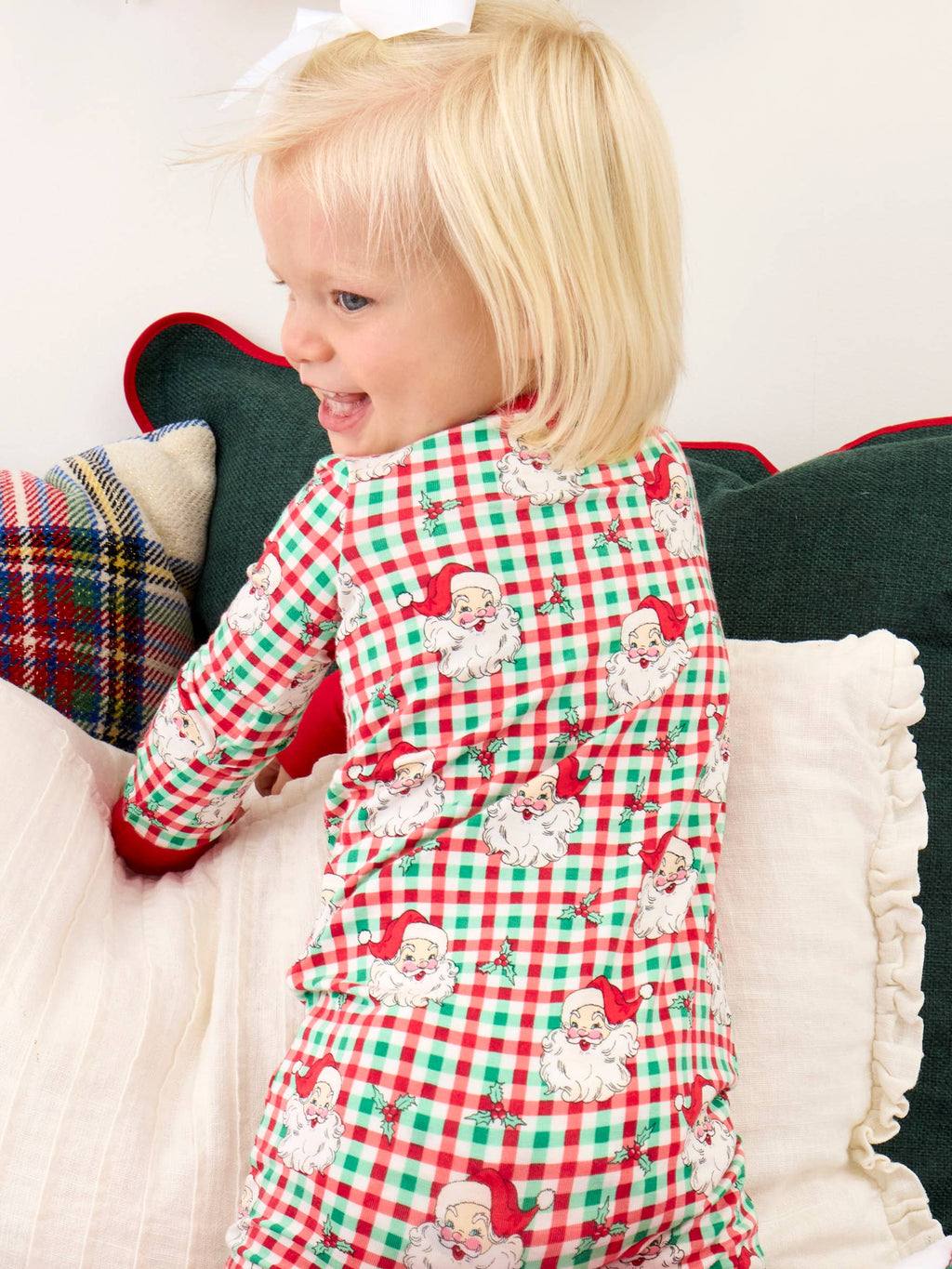 SoftSnooze™ Baby Bamboo Viscose Red & Green Dear Santa Christmas Convertible One Piece Footie Pajama: Multi-Color