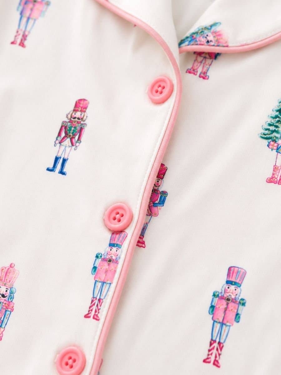 Pink Nutcracker Girls Christmas Pajama Set