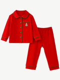 Christmas Tree Embroidered Sibling Pajama Set
