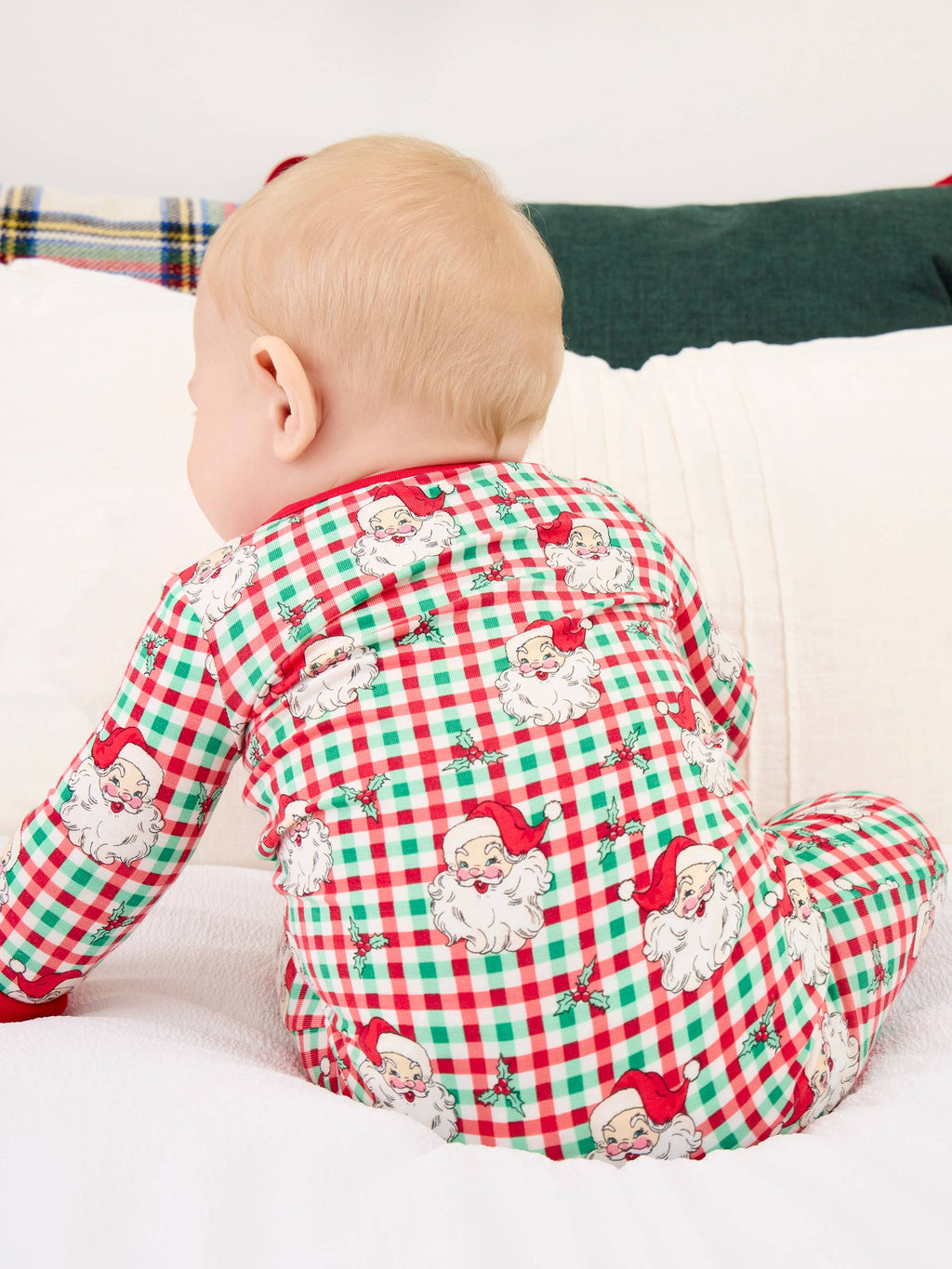 SoftSnooze™ Baby Bamboo Viscose Red & Green Dear Santa Christmas Convertible One Piece Footie Pajama: Multi-Color
