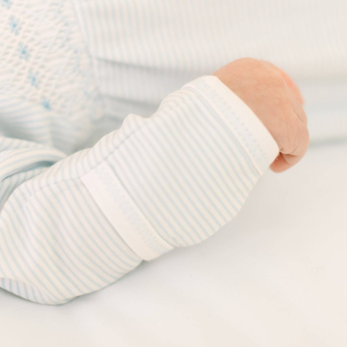 Benjamin Smocked Footie - Light Blue