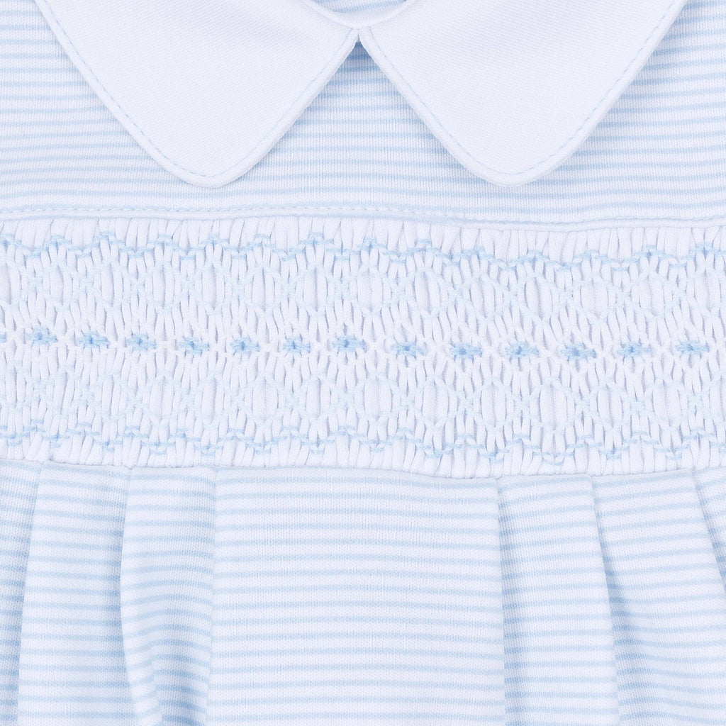 Benjamin Smocked Footie - Light Blue