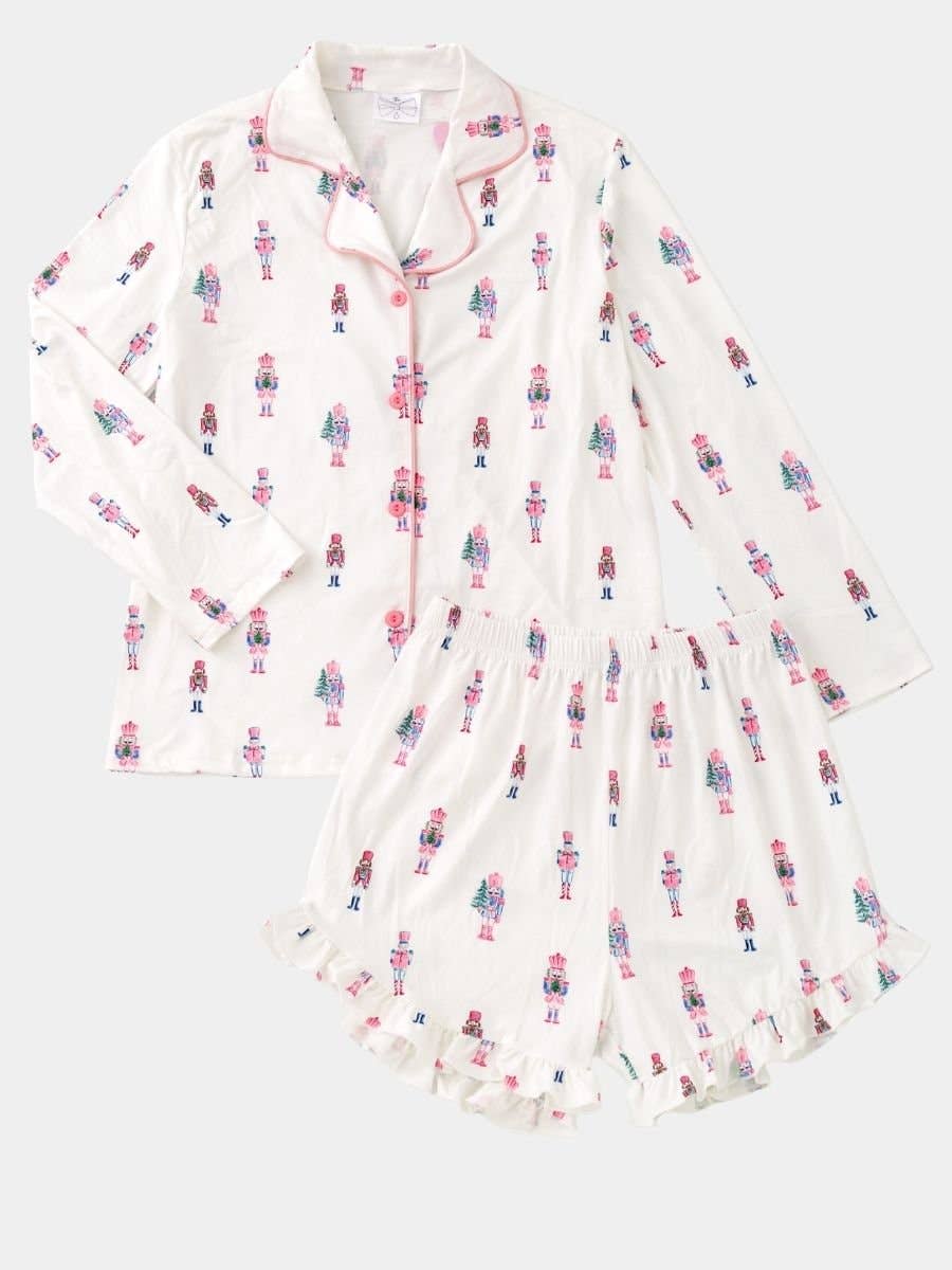 Pink Nutcracker Girls Christmas Pajama Set