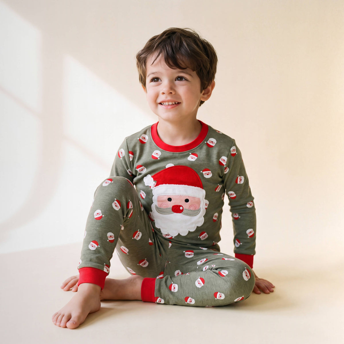 Long Sleeve Christmas Pajama Set For Kids Cookie Santa