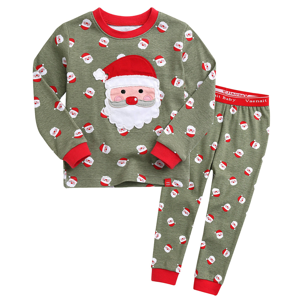 Long Sleeve Christmas Pajama Set For Kids Cookie Santa