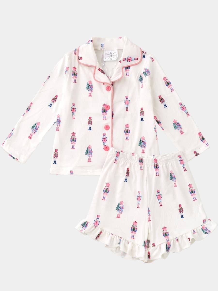 Pink Nutcracker Girls Christmas Pajama Set